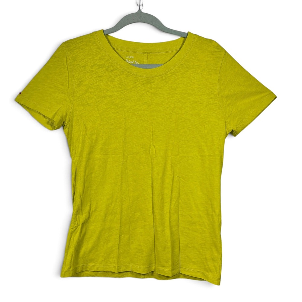 J.Crew Tee Womens S Girlfriend Chartreuse Yellow Cotton Slub Short Sleeve Exc
